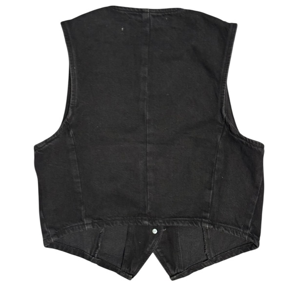 ZARA Cropped Black Denim Vest – Size S – New With Tags - Picture 2 of 4